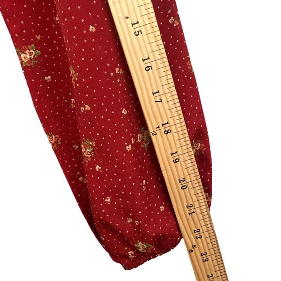 Bye Bye Y2k Mini Dress M Puff Sleeve Pleated Ditsy Floral Red Boho Fairy Cottage - Picture 12 of 16